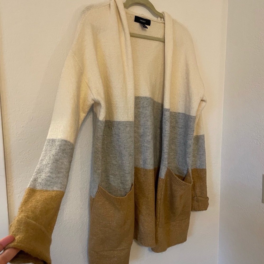 Forever21 Hooded Color Block Cardigan size L